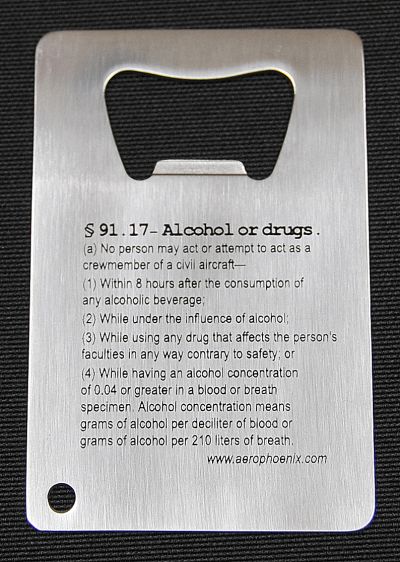 AeroPhoenix "Bottle-to-Throttle" Bottle Opener with FAR &sect;91.17